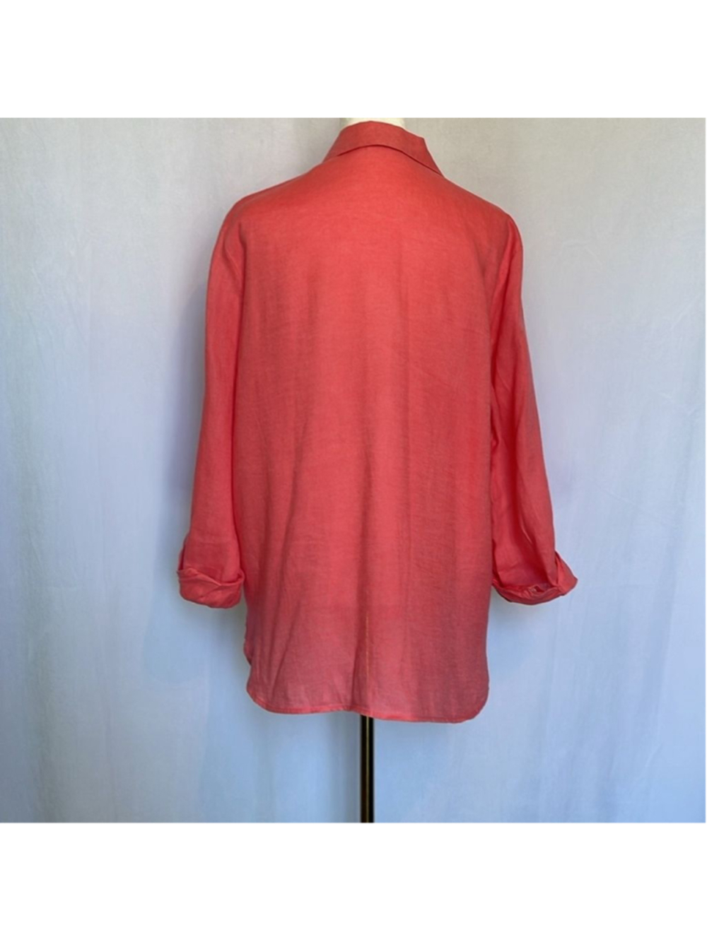J. Jill Love Linen Coral Button Up 100% Linen Tunic Top Size S Coastal Lagenlook - Picture 3 of 7